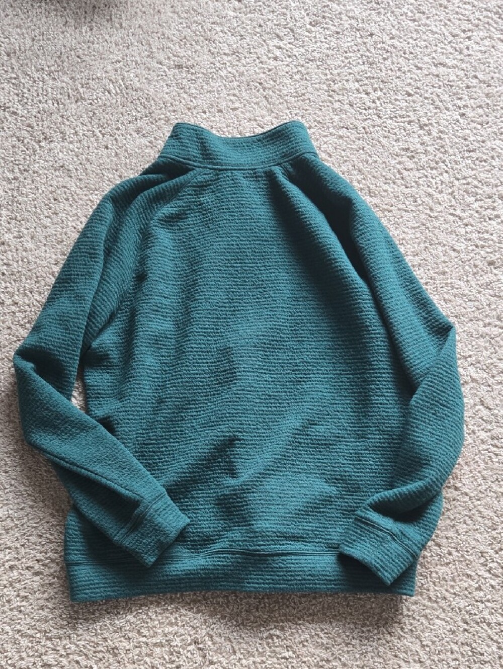 Men's Teal Half-Zip Textured Pullover Sweater - Picture 4 of 4